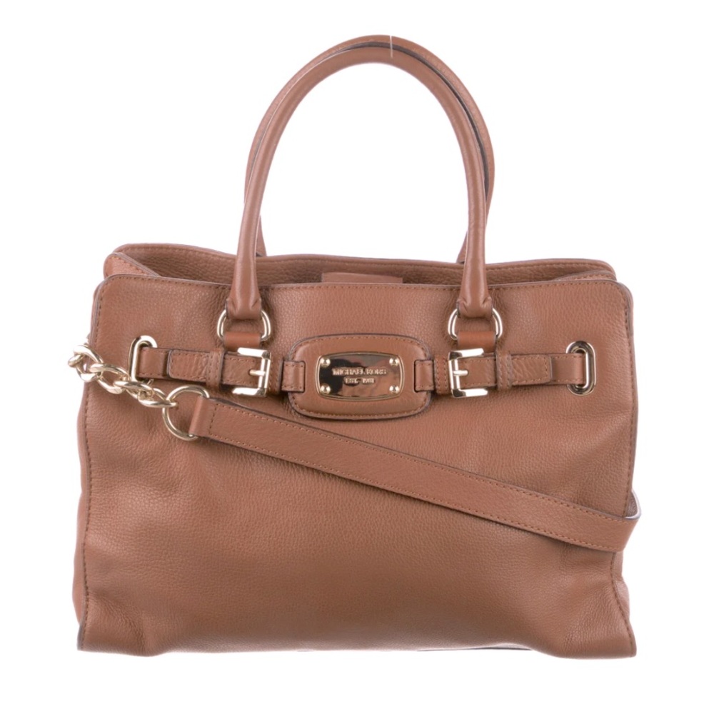 Traveler’s Delight Michael Kors Leather Hamilton Satchel in Acorn - Picture 1 of 7